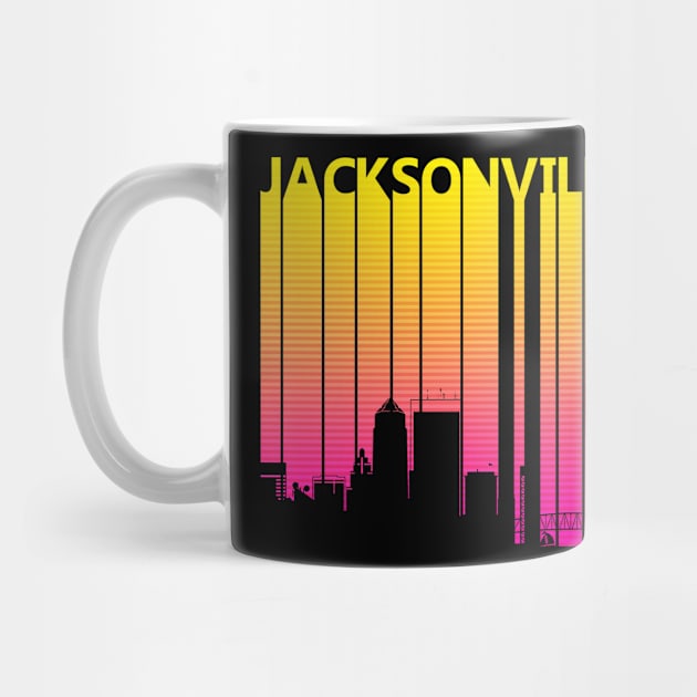 Retro 1980s Jacksonville Skyline Silhouette by GWENT